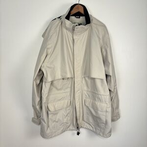 Vintage 90s Eddie Bauer Mens XXL Tall Gore-Tex Hooded Rain Jacket Cream Stone